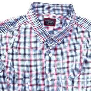 UNTUCKit Shirt Mens X-Large Blue Red Plaid Check Long Sleeve Nylon Streetwear